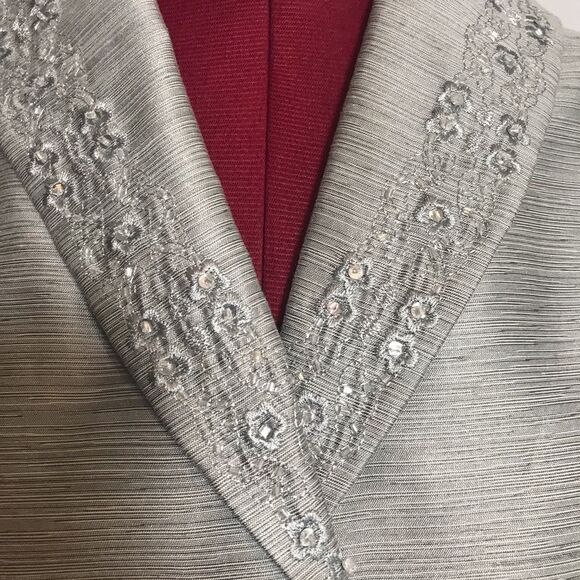 Kasper Skirt Suit Women's Size 6 Silver Metallic 2-Piece Set Skirt & Blazer NWT - Picture 9 of 15